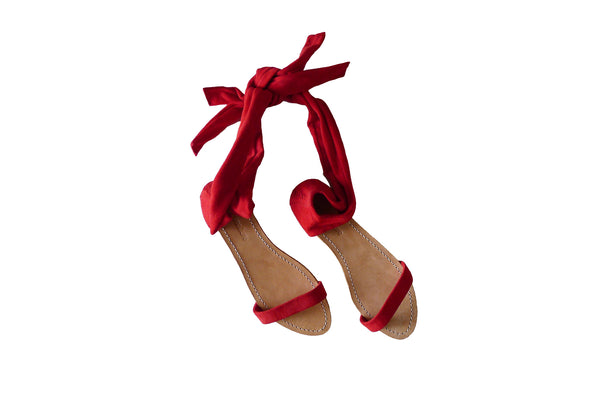 Red best sale tie sandals